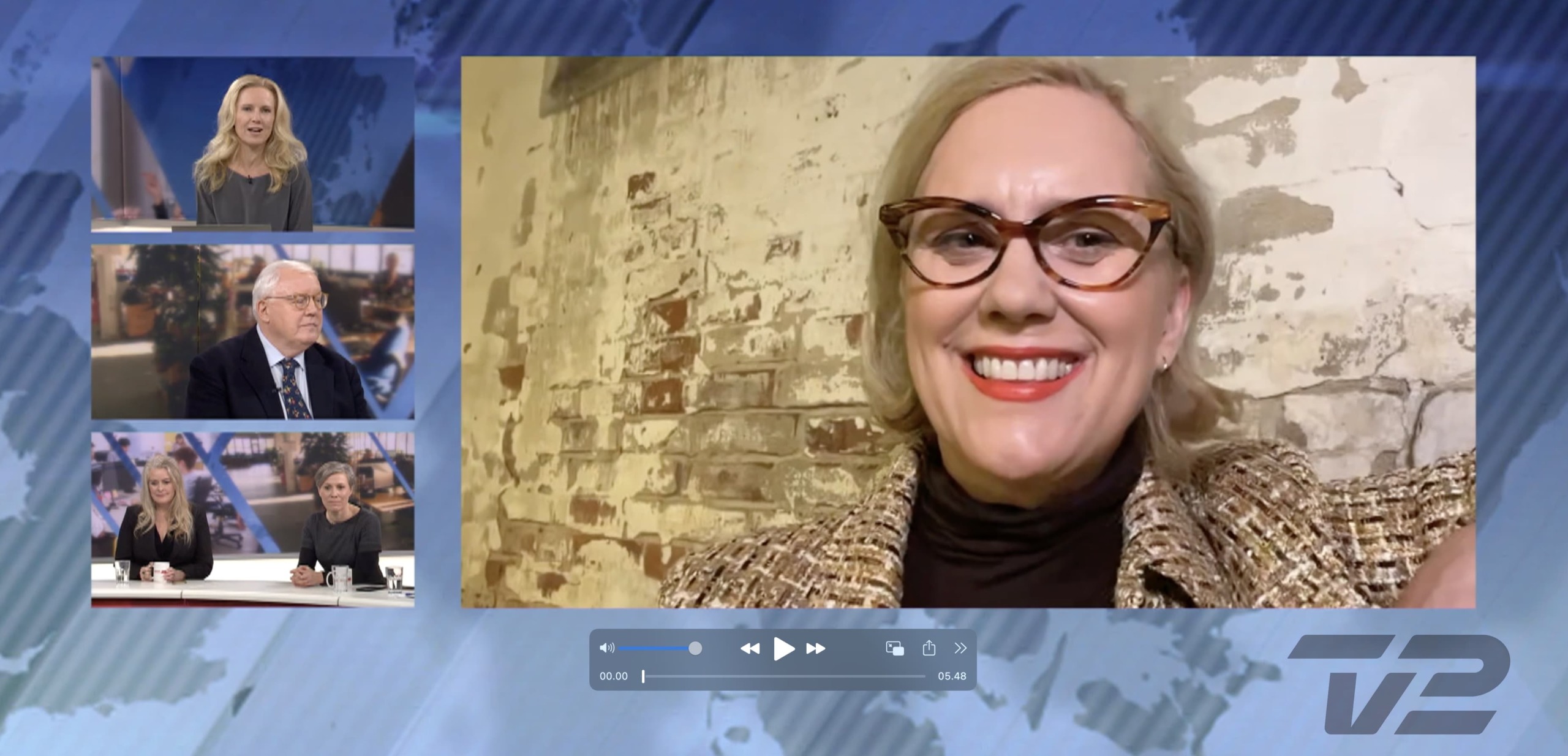 Kay Xander Mellish speaks Danish on TV2